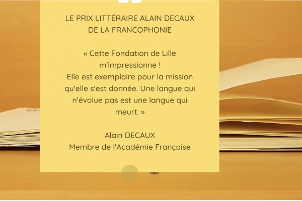 9e édition du Prix Littéraire Alain Decaux de la Francophonie